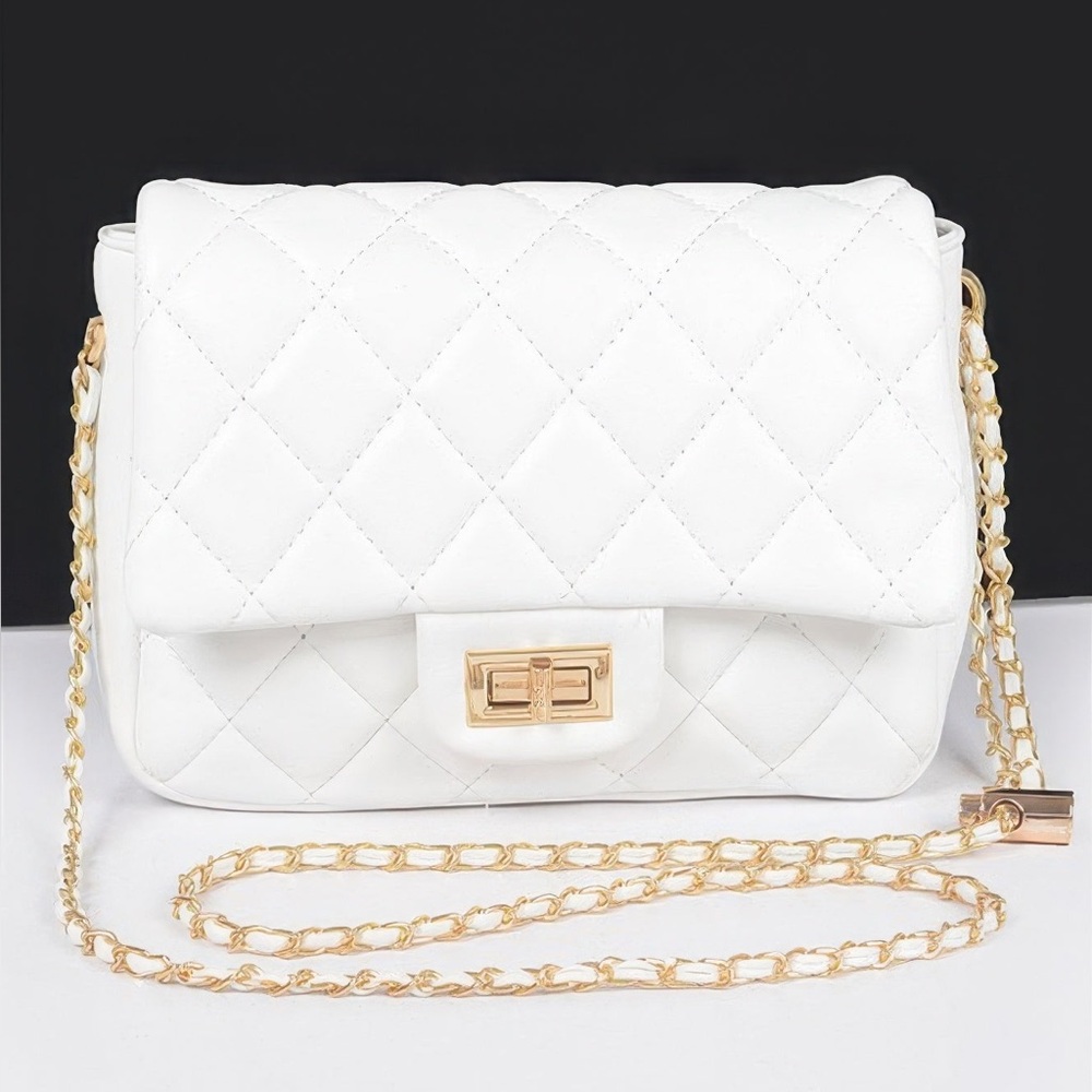 Quilted Faux Leather Flap Bag